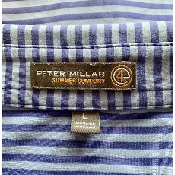 Peter Millar Southern Comfort Blue Stripe Men’s Golf Shirt Polo Size Large - Picture 2 of 9